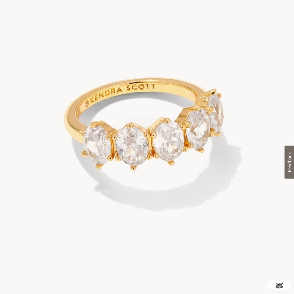 Cailin Gold Crystal Band Ring in White CZ